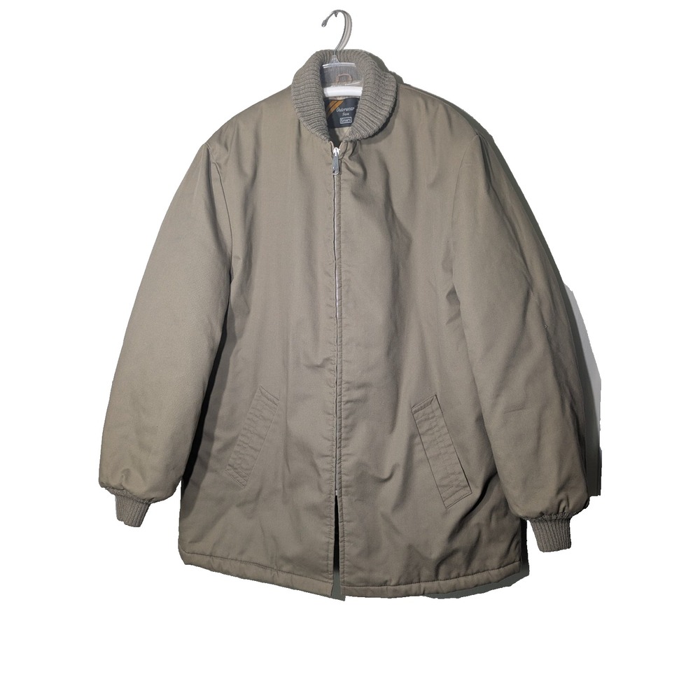 Vintage Jacket Men's Sears Outerwear khaki Tan work coat Quilted lined